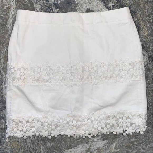 J.Crew Womens Cotton Daisy Lace Mini Skirt White Size 2 - Picture 2 of 11